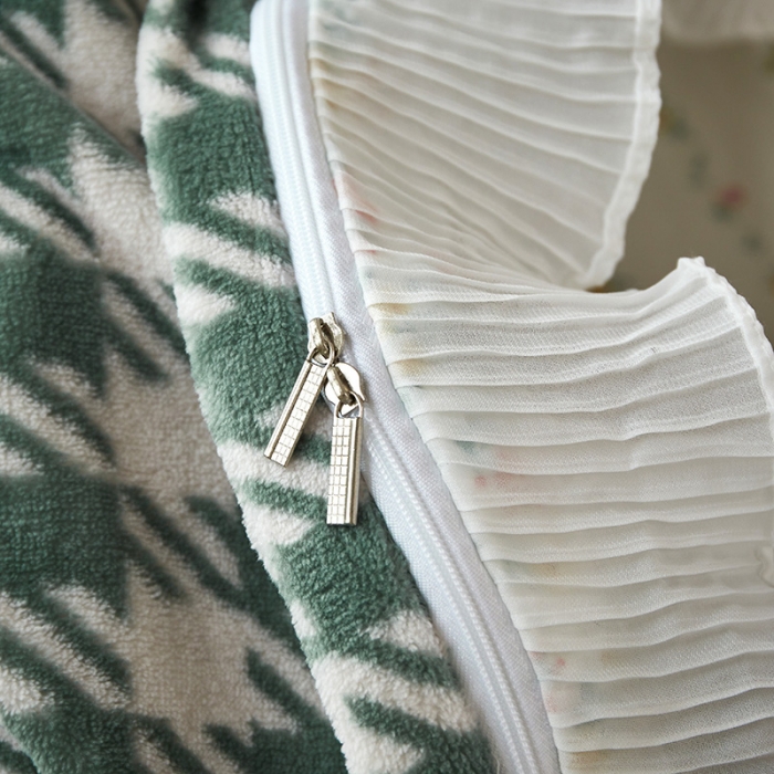 91家纺网 家纺一手货源 找家纺 怡家居 2022新款秋冬棉加牛奶绒韩式花边款四件套 青吟