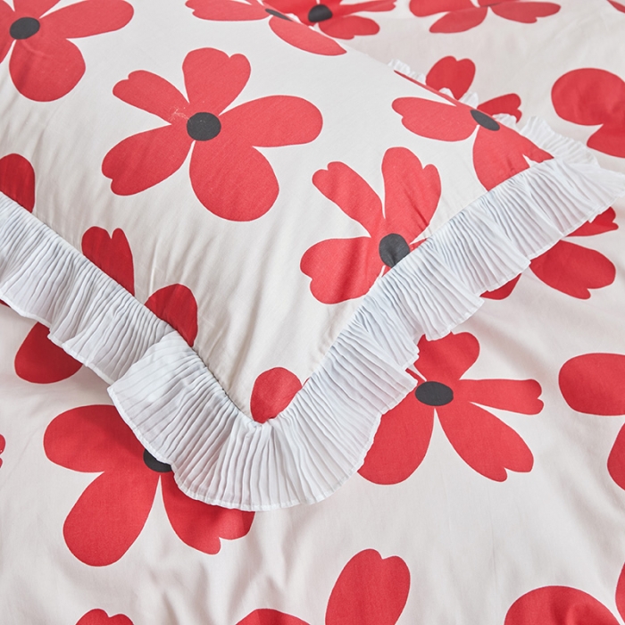 91家纺网 家纺一手货源 找家纺 怡家居 2022新款秋冬棉加牛奶绒韩式花边款四件套 月影花