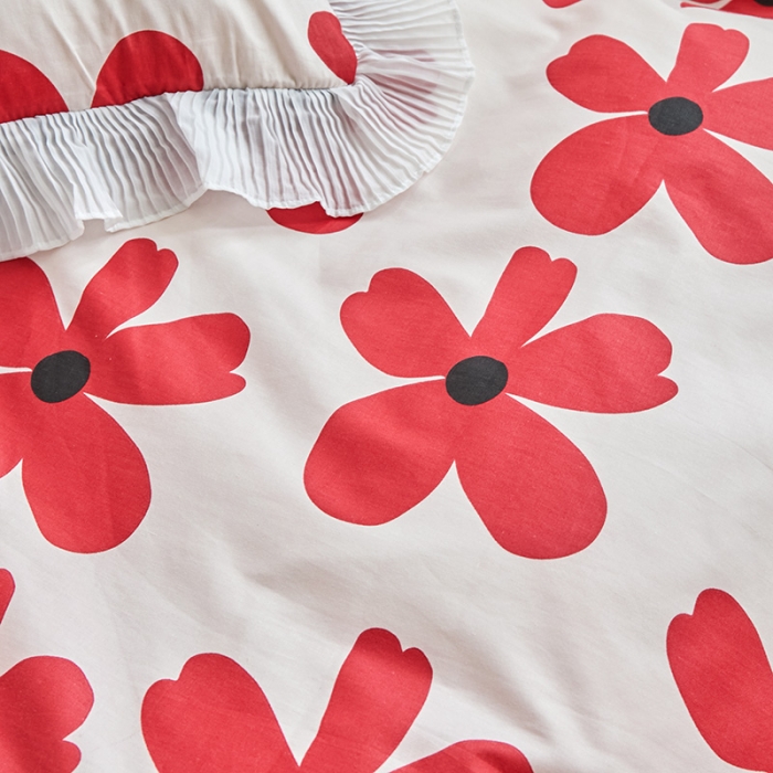 91家纺网 家纺一手货源 找家纺 怡家居 2022新款秋冬棉加牛奶绒韩式花边款四件套 月影花