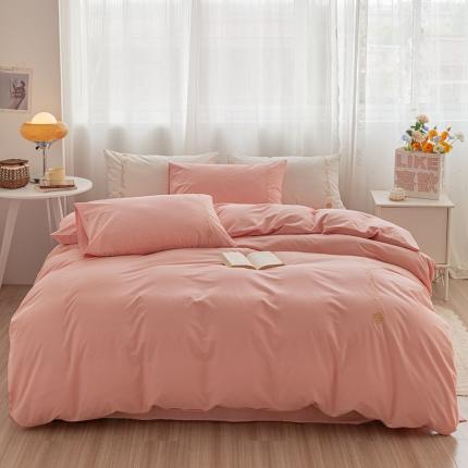 91家纺网 家纺一手货源 找家纺 简宜家居 2025新款山茶花纯棉全棉水洗棉四件套 山茶花-粉