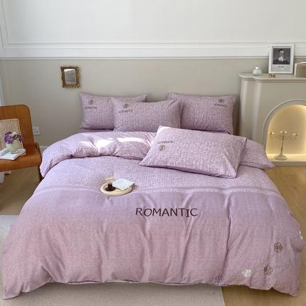 91家纺网 家纺一手货源 找家纺 总 花伞 2022新款温柔可爱小香风印花+刺绣加厚德棉四件套