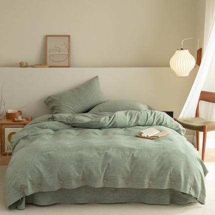 91家纺网 家纺一手货源 找家纺 （总）元元 2022新款色织水洗棉麻四件套