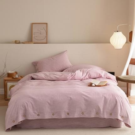 91家纺网 家纺一手货源 找家纺 （总）元元 2022新款色织水洗棉麻四件套