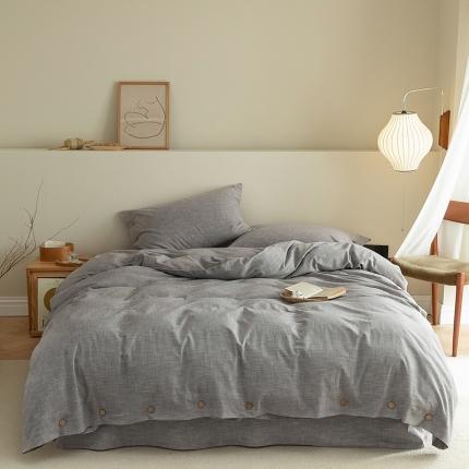 91家纺网 家纺一手货源 找家纺 （总）元元 2022新款色织水洗棉麻四件套