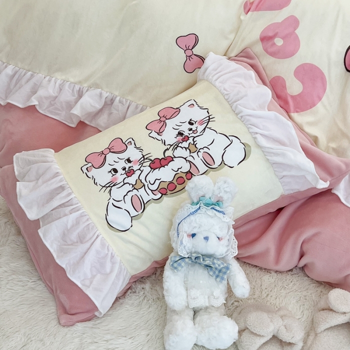 91家纺网 家纺一手货源 找家纺 （总）昔可 2022新款数码印花花边款牛奶绒四件套