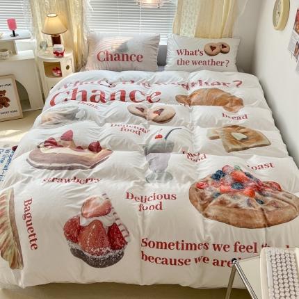 91家纺网 家纺一手货源 找家纺 昔可 2022新款大版数码印花牛奶绒四件套 闺蜜下午茶