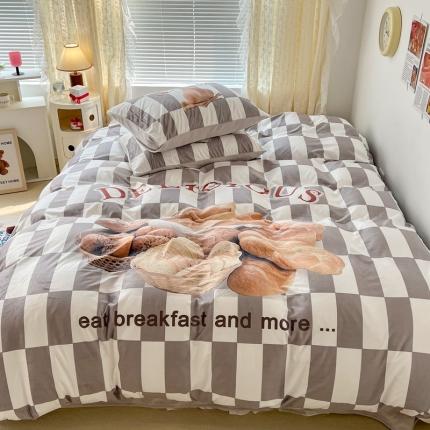 91家纺网 家纺一手货源 找家纺 （总）昔可 2022新款大版数码印花牛奶绒四件套