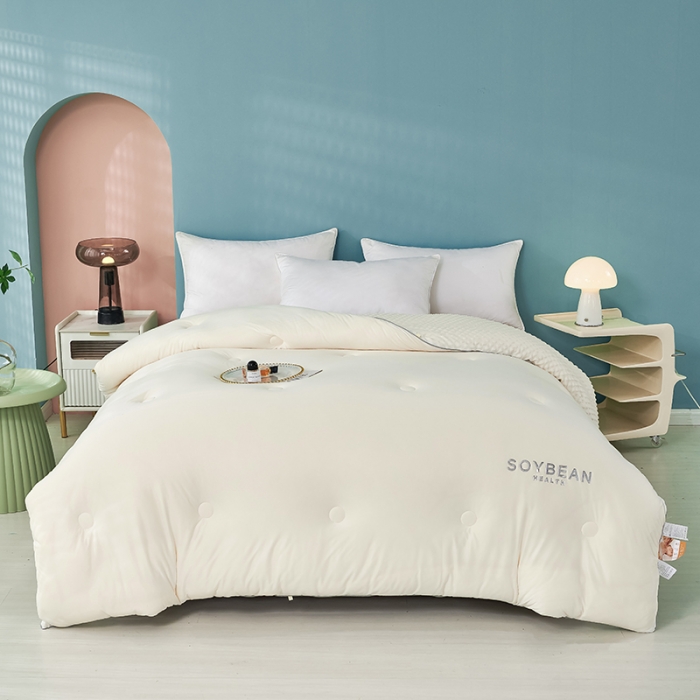 91家纺网 家纺一手货源 找家纺 丽卡家纺 2023新款奶盖豆豆被 奶盖豆豆被-奶油白