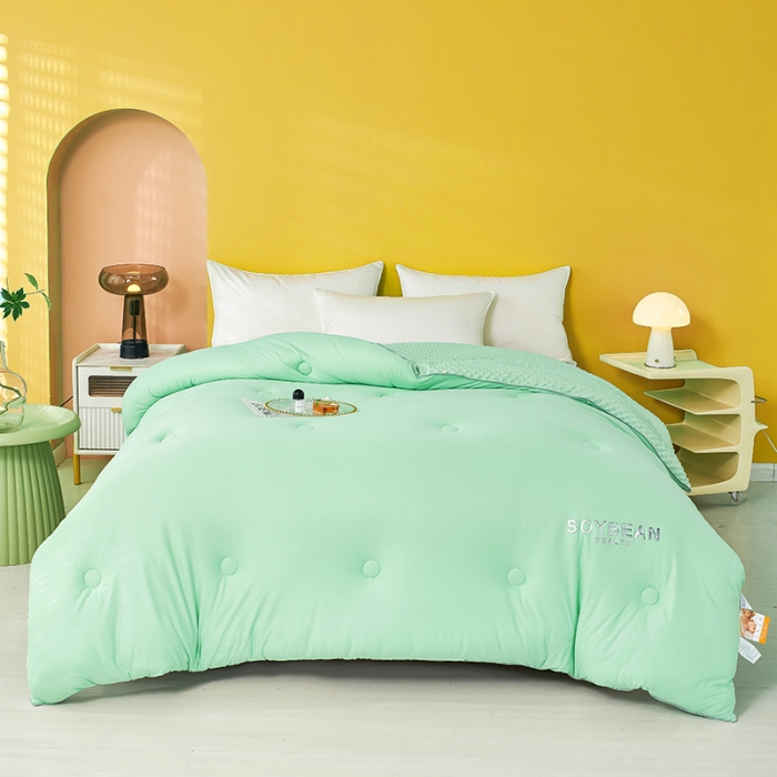 91家纺网 家纺一手货源 找家纺 丽卡家纺 2023新款奶盖豆豆被 奶盖豆豆被-清新绿