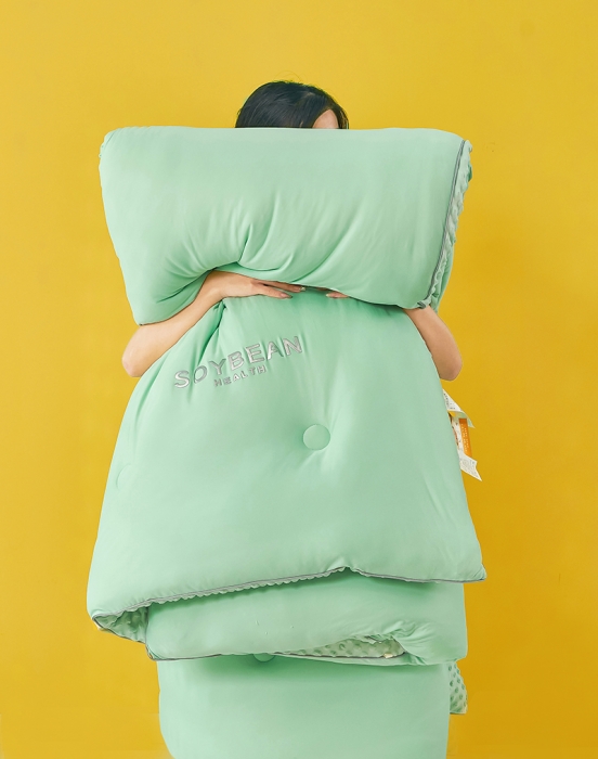 91家纺网 家纺一手货源 找家纺 丽卡家纺 2023新款奶盖豆豆被 奶盖豆豆被-清新绿