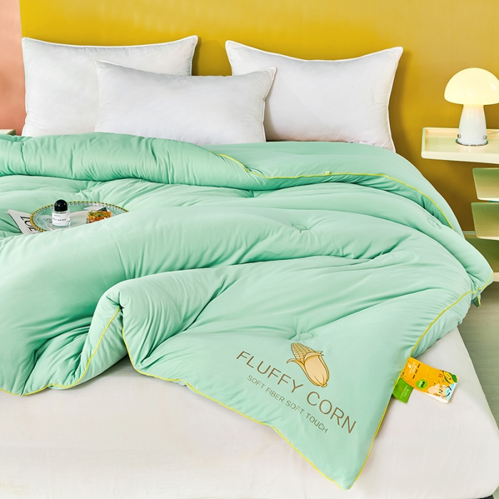 91家纺网 家纺一手货源 找家纺 丽卡家纺 2023新款玉米卷卷被 清新绿