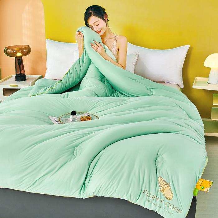 91家纺网 家纺一手货源 找家纺 丽卡家纺 2023新款玉米卷卷被 清新绿