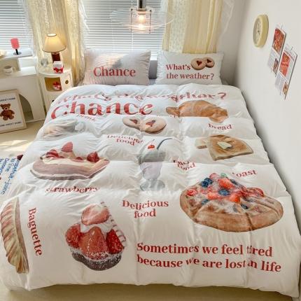 昔可 2022新款大版数码印花牛奶绒四件套 闺蜜下午茶