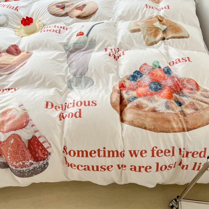 91家纺网 家纺一手货源 找家纺 昔可 2022新款大版数码印花牛奶绒四件套 闺蜜下午茶