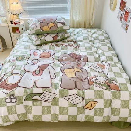 昔可 2022新款大版数码印花牛奶绒四件套 开学萌宝