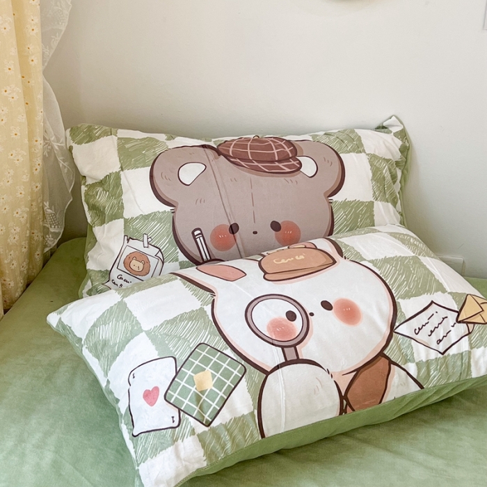 91家纺网 家纺一手货源 找家纺 昔可 2022新款大版数码印花牛奶绒四件套 开学萌宝