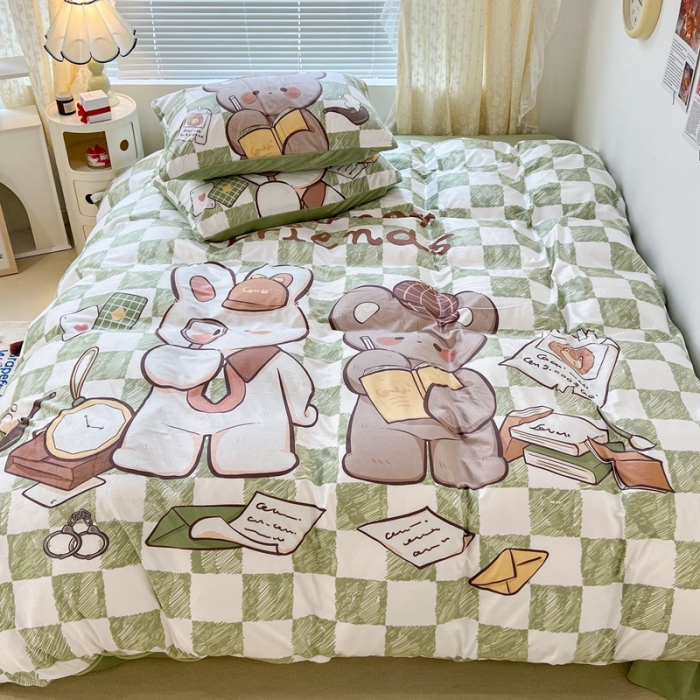 91家纺网 家纺一手货源 找家纺 昔可 2022新款大版数码印花牛奶绒四件套 开学萌宝