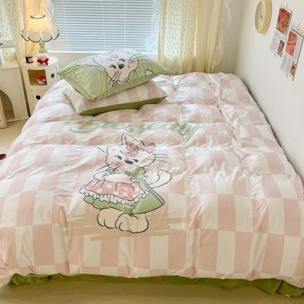 昔可 2022新款大版数码印花牛奶绒四件套 围裙小兔