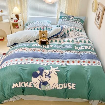 91家纺网 家纺一手货源 找家纺 （总）昔可 2022新款迪士尼大版宝宝牛奶绒四件套