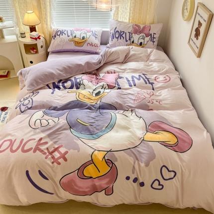 91家纺网 家纺一手货源 找家纺 昔可 2022新款迪士尼大版宝宝牛奶绒四件套 跳舞的黛西