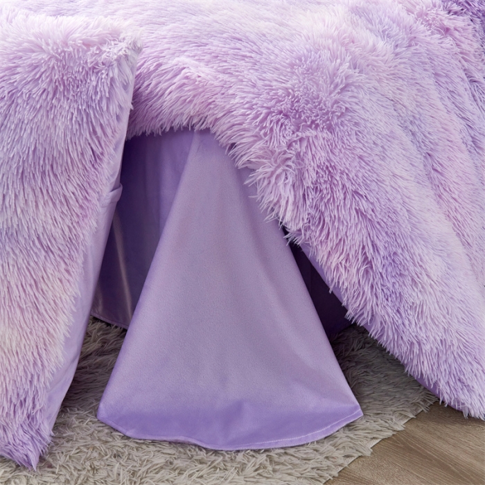 91家纺网 家纺一手货源 找家纺 品尚嘉家纺2025款扎染水貂绒四件套长毛绒保暖套件薰衣草色