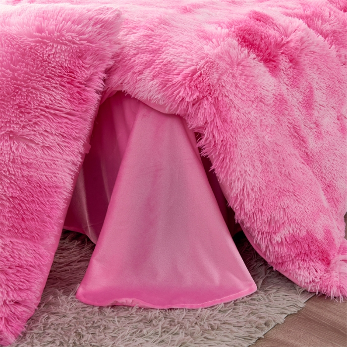 91家纺网 家纺一手货源 找家纺 品尚嘉家纺2025新款扎染水貂绒四件套长毛绒保暖套件扎染-粉