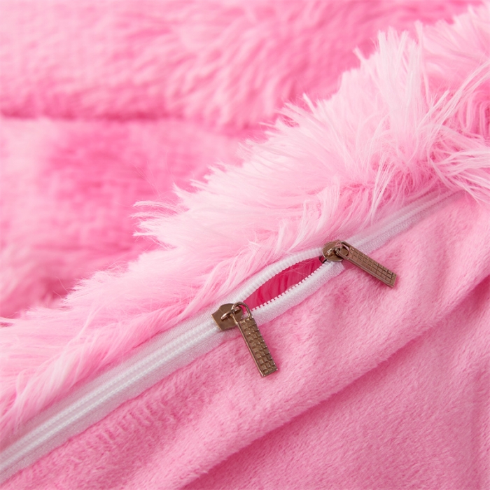 91家纺网 家纺一手货源 找家纺 品尚嘉家纺2025新款扎染水貂绒四件套长毛绒保暖套件扎染-粉