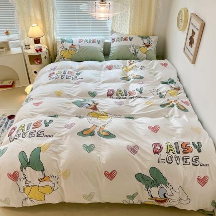 昔可 2022新款迪士尼大版宝宝牛奶绒四件套 爱心黛西