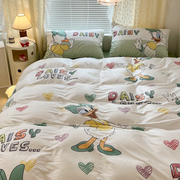 91家纺网 家纺一手货源 找家纺 昔可 2022新款迪士尼大版宝宝牛奶绒四件套 爱心黛西