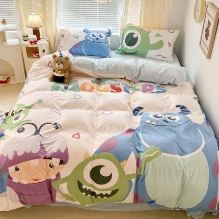 昔可 2022新款迪士尼大版宝宝牛奶绒四件套 怪兽大学