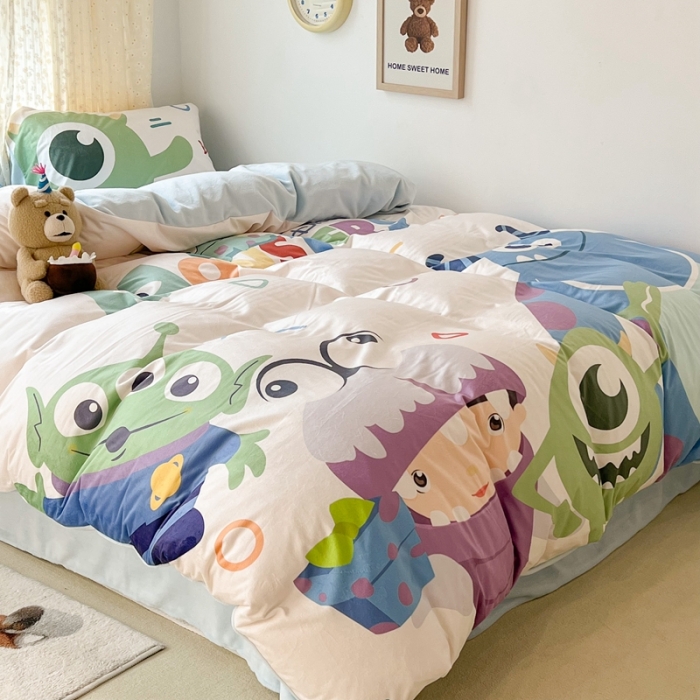 91家纺网 家纺一手货源 找家纺 昔可 2022新款迪士尼大版宝宝牛奶绒四件套 怪兽大学