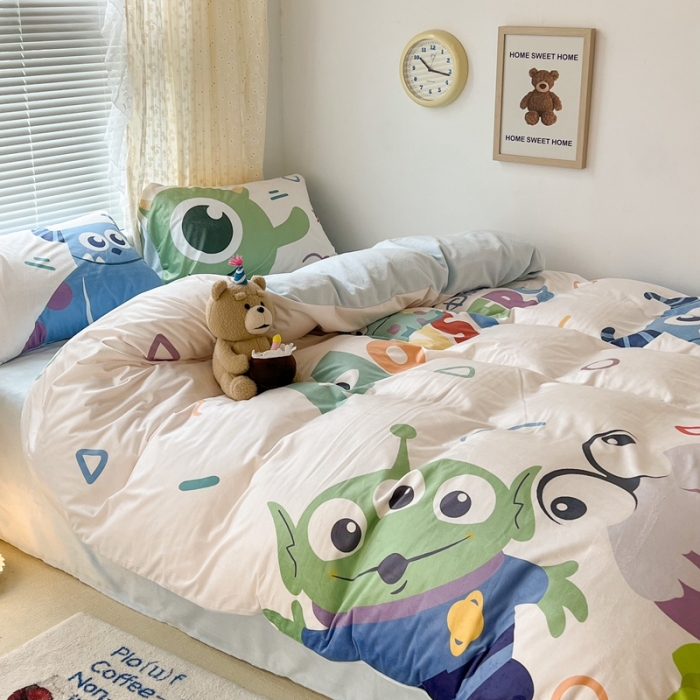 91家纺网 家纺一手货源 找家纺 昔可 2022新款迪士尼大版宝宝牛奶绒四件套 怪兽大学