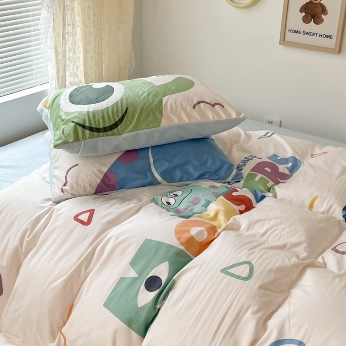 91家纺网 家纺一手货源 找家纺 昔可 2022新款迪士尼大版宝宝牛奶绒四件套 怪兽大学