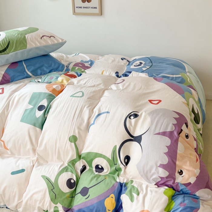 91家纺网 家纺一手货源 找家纺 昔可 2022新款迪士尼大版宝宝牛奶绒四件套 怪兽大学