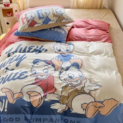 昔可 2022新款迪士尼大版宝宝牛奶绒四件套 可爱的小鸭们