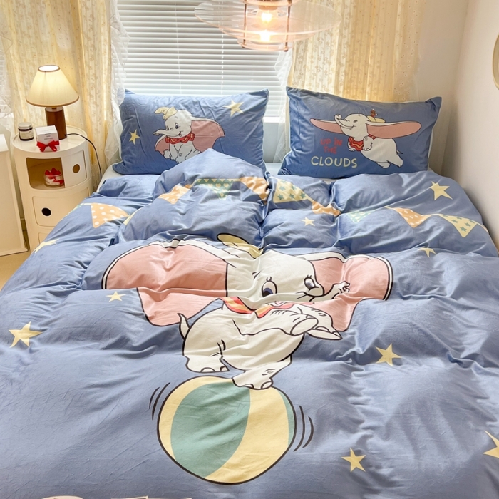 91家纺网 家纺一手货源 找家纺 昔可 2022新款迪士尼大版宝宝牛奶绒四件套 可爱小飞象