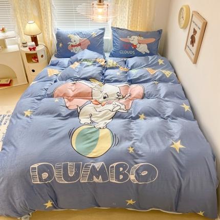 昔可 2022新款迪士尼大版宝宝牛奶绒四件套 可爱小飞象