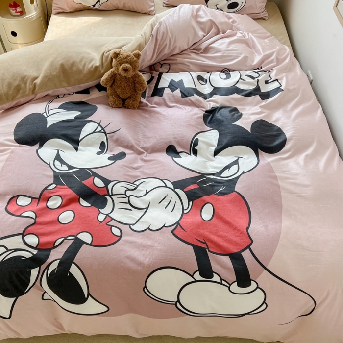 91家纺网 家纺一手货源 找家纺 昔可 2022新款迪士尼大版宝宝牛奶绒四件套 拉拉手伙伴