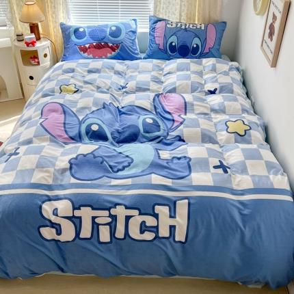 昔可 2022新款迪士尼大版宝宝牛奶绒四件套 你好史迪仔