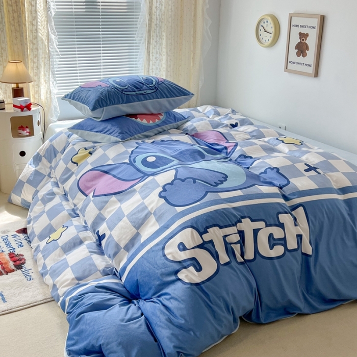 91家纺网 家纺一手货源 找家纺 昔可 2022新款迪士尼大版宝宝牛奶绒四件套 你好史迪仔