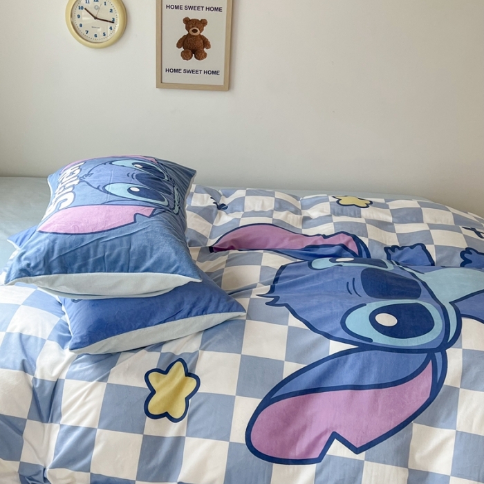 91家纺网 家纺一手货源 找家纺 昔可 2022新款迪士尼大版宝宝牛奶绒四件套 你好史迪仔