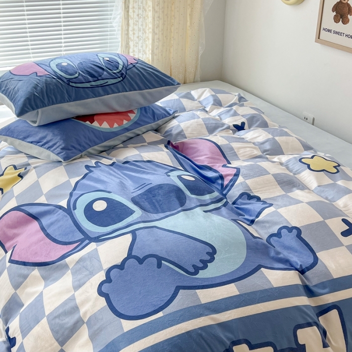 91家纺网 家纺一手货源 找家纺 昔可 2022新款迪士尼大版宝宝牛奶绒四件套 你好史迪仔