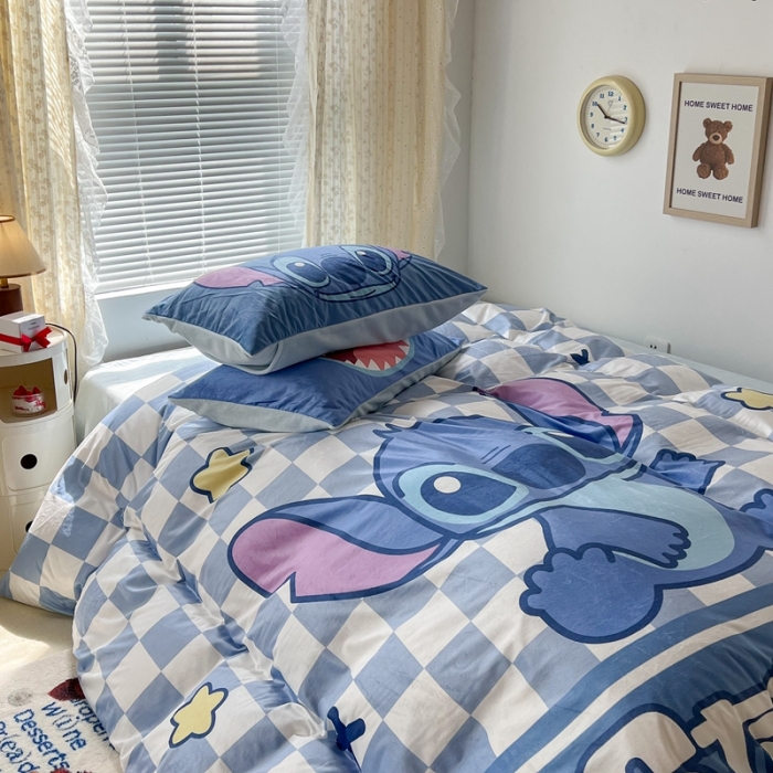 91家纺网 家纺一手货源 找家纺 昔可 2022新款迪士尼大版宝宝牛奶绒四件套 你好史迪仔