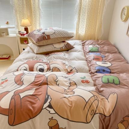 昔可 2022新款迪士尼大版宝宝牛奶绒四件套 奇奇蒂蒂的陪伴