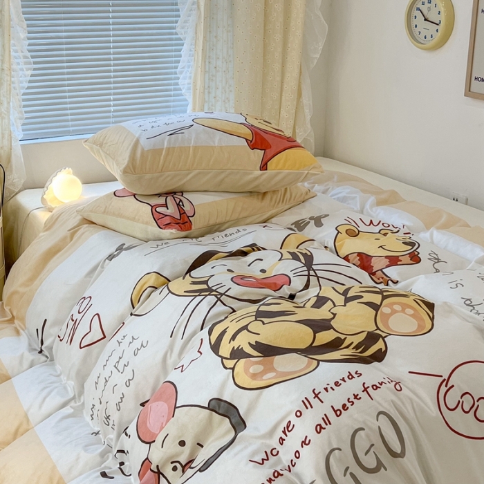 91家纺网 家纺一手货源 找家纺 昔可 2022新款迪士尼大版宝宝牛奶绒四件套 跳跳虎伙伴