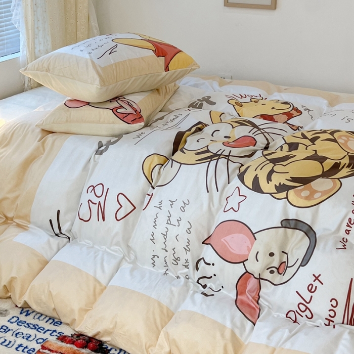 91家纺网 家纺一手货源 找家纺 昔可 2022新款迪士尼大版宝宝牛奶绒四件套 跳跳虎伙伴