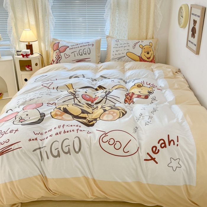 91家纺网 家纺一手货源 找家纺 昔可 2022新款迪士尼大版宝宝牛奶绒四件套 跳跳虎伙伴