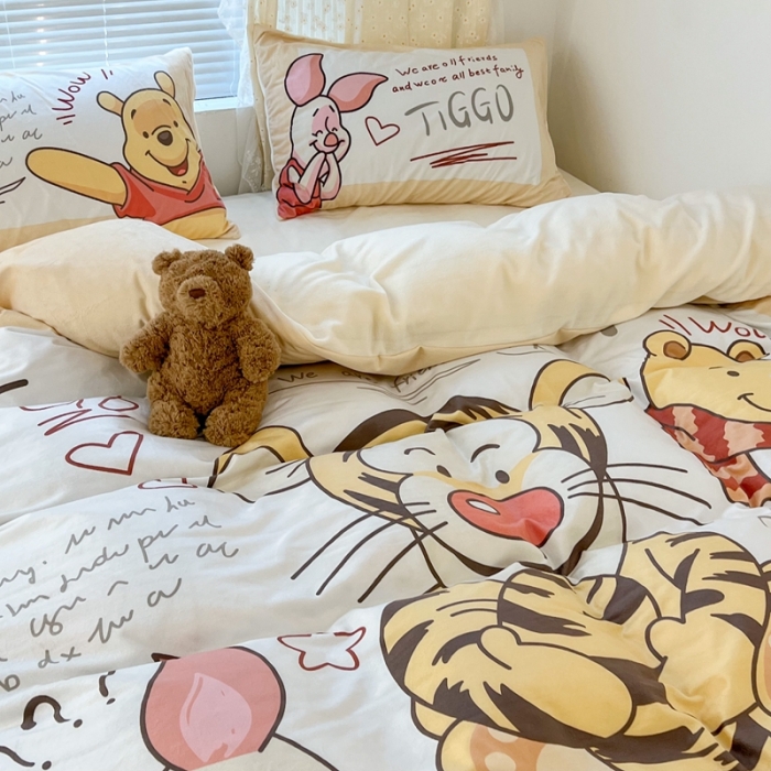 91家纺网 家纺一手货源 找家纺 昔可 2022新款迪士尼大版宝宝牛奶绒四件套 跳跳虎伙伴