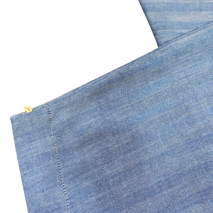 91家纺网 家纺一手货源 找家纺 皇寝世家 2023新款ins风休闲纯棉家居服套装 815男-人字纹蓝色