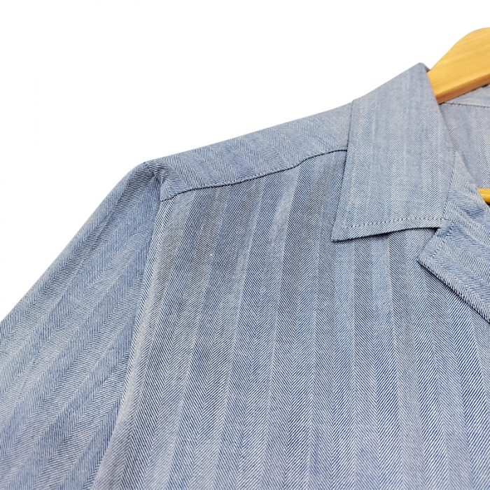 91家纺网 家纺一手货源 找家纺 皇寝世家 2023新款ins风休闲纯棉家居服套装 815男-人字纹蓝色